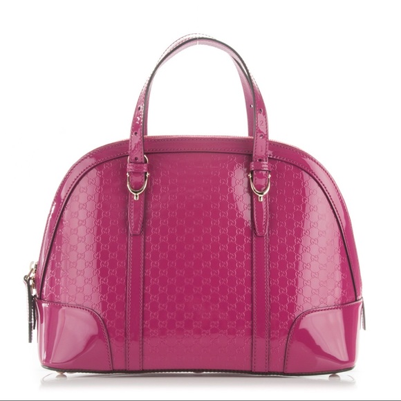 Gucci Nice Microguccissima Patent Leather Top Handle Bag, Fuchsia - Picture 1 of 7